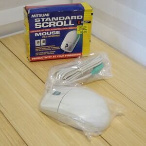 NOS Vintage Mitsumi PS2 Ball Mouse EW4ECM-S3101 2 Button with Scroll Wheel